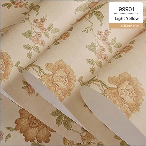 Papel pintado para dormitorio rústico americano y trasera de sofá en amarillo claro 3