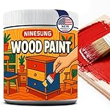 ninesung Wood Furniture Paint for Tables, Chairs, Cabinets & More - Fast Drying, Water-Based, Low Odor - Renew Indoor/Outdoor Wooden Surfaces with Ease (Red, 8 Fl Oz)