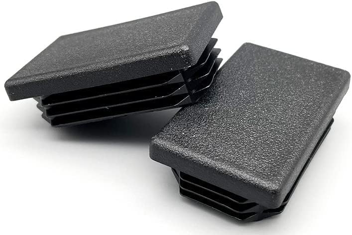 OGC 4 Pack – 2" × 4" Rectangle Plastic End Caps (50 × 100mm), Chair Leg Inserts for Rectangular Metal Tubing, Furniture Floor Protectors, Black