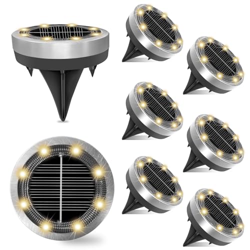 Klein Solar Bodenleuchten Aussen, 8 Stück 8 LED Solarleuchten für Außen, Solarlampen für Außen, Led Solar Gartenleuchten, Warmweiß, IP65...