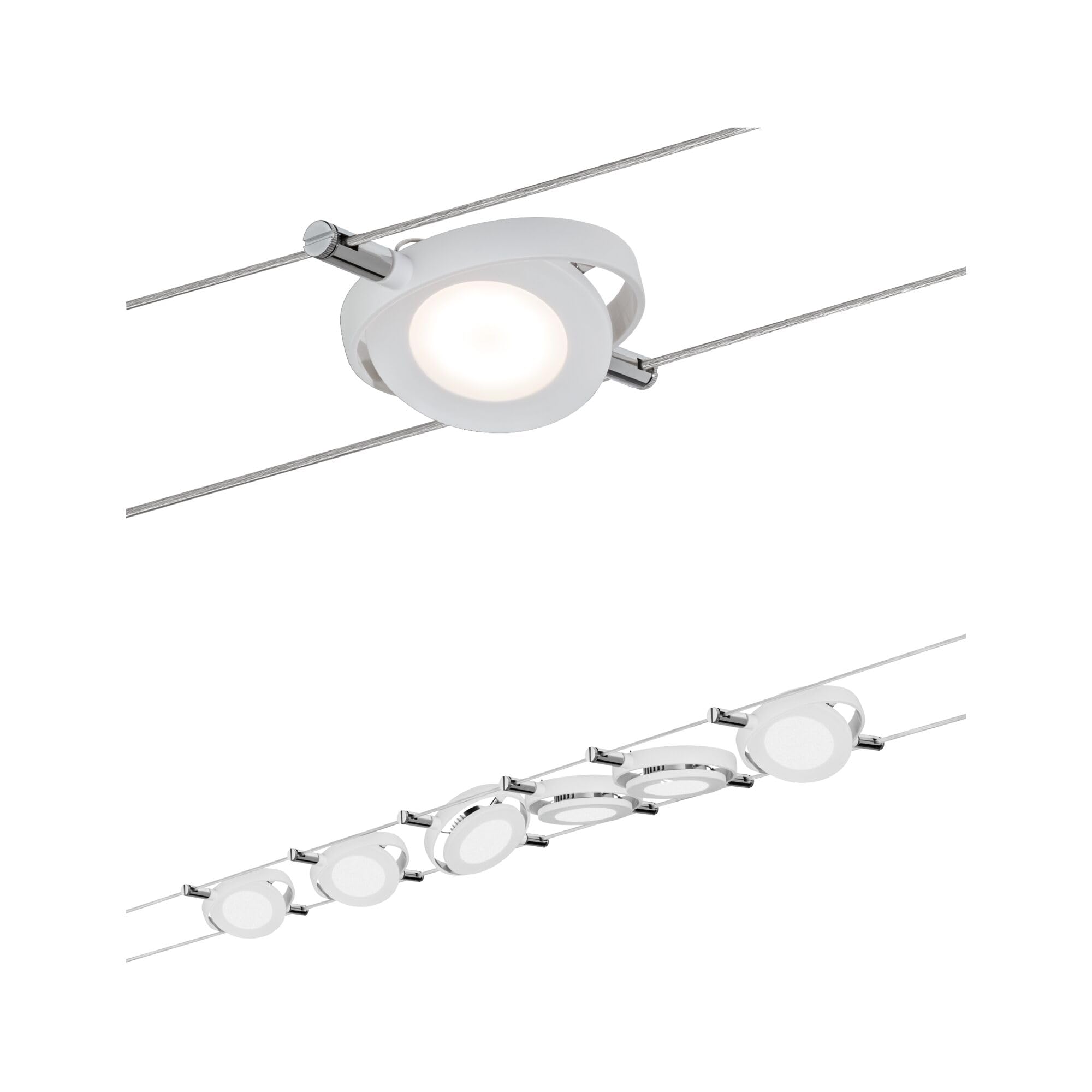 Paulmann 94106 LED sistema de cable RoundMac juego básico extensible blanco cálido 6x4W LED blanco mate cable luminaria luminaria colgante