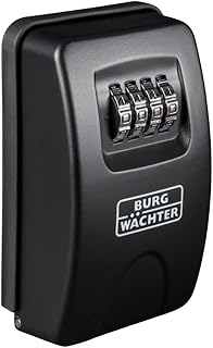 Burg-Wächter Schlüsseltresor mit 4-stelligem Zahlencode für außen und innen, Sicher, Wandmontage, Key Safe 20 SB, Schwarz, Außen: 83x135x46mm (HxBxT)