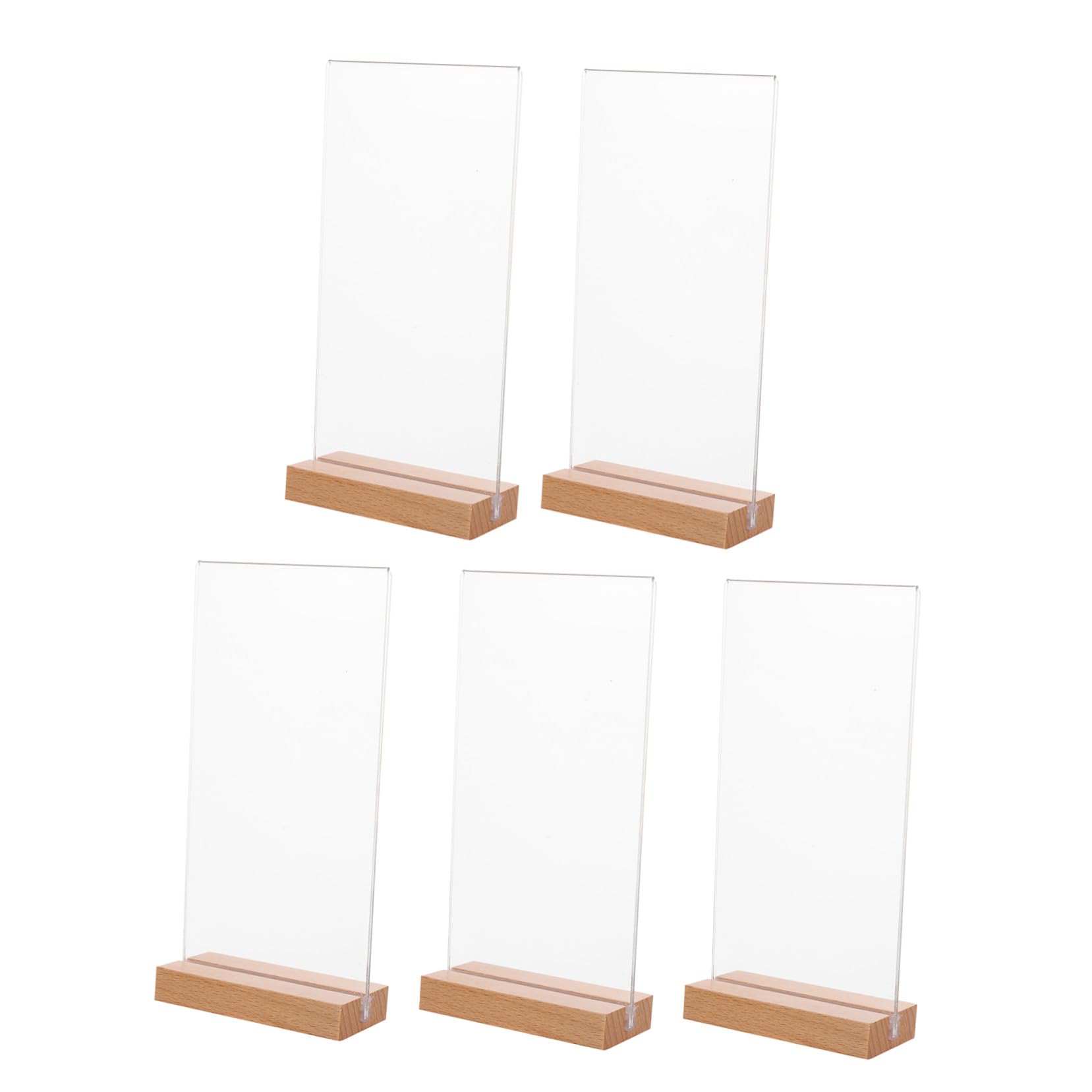ABOOFAN 5 Pezzi Da Pranzo Acrilico Cartelli Espositivi Espositore Per Cartelli Chiaro Supporto Per Menu Da Stand Di Visualizzazione Della Faggio Trasparente