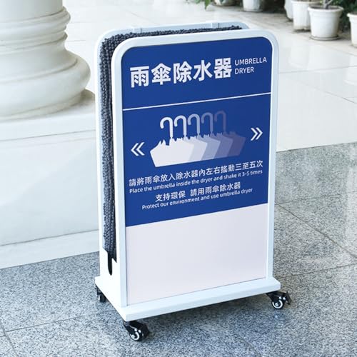 FVTVHEV 傘しずく取り 業務用傘除水器 傘乾燥機 強力な吸水性 取り外し可能な傘立て 金属素材 防水性と防錆性 吸水傘立て キャスター付き 移動も簡単 会社 学校 図書館での使用に適しています(ホワイト)