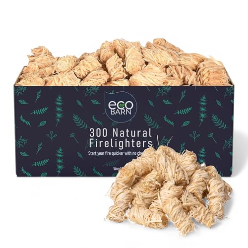Eco Barn Natural Firelighters (Box of 300) Natural Fire Lighters for Wood Burners, Pizza Ovens & Open Fires. BBQ Lighters, Fire Starters for Log Burners – Genuine Eco-Barn Fire Wood & Eco Firelighters