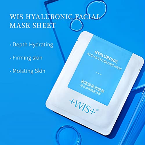 WIS Hoja de mascarilla facial de ácido hialurónico, mascarilla facial hidratante antienvejecimiento hidratante profunda… - Imagen 3