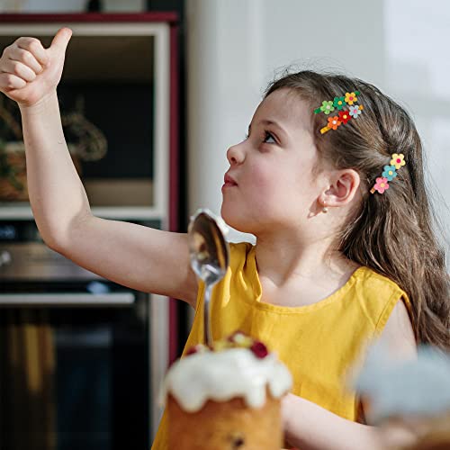 Hairpin Candy-Colored Kid's Hair Accessories, Flower And Fruit, Rainbow Hairpin Set, Girl Cartoon Animal Cute Hairpin,Package Include 42Pcs Hair Clips And 10Pcs Elastic #TOP1