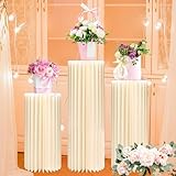 GENMOUS 3PCS Large Cylinder Stands for Party, Cardboard Cylinder Tables Cake Stands for Wedding Dessert Table Display, Round Cylinder Pedestal Stands for Birthday Babyshower Event Centerpieces Decor