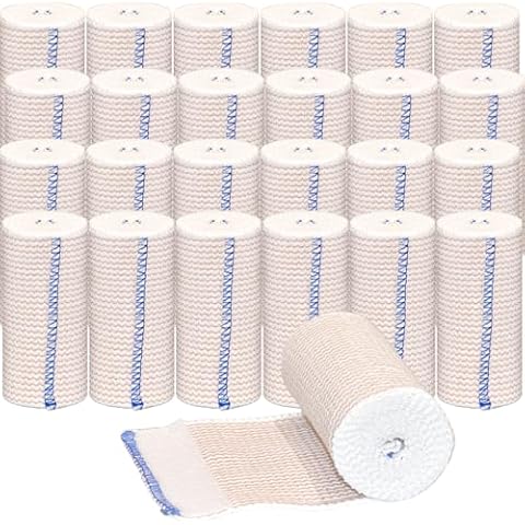 24 Pack Elastic Bandage Wrap 4” Bandage Wrap with Hook and Loop Closure on Both Ends Self Adhesive Bandage Wrap for Sports, Medical, and Injury Recovery Cover