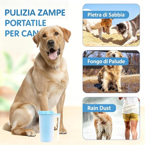 COMFPET pfotenreiniger für hunde mit silikonbürste, ragbarer Pfotenreiniger mit abnehmbarer Silikonbürste, großzügiges Fassungsvermögen, geeignet für Katzen und Hunde Paw Washer (M)