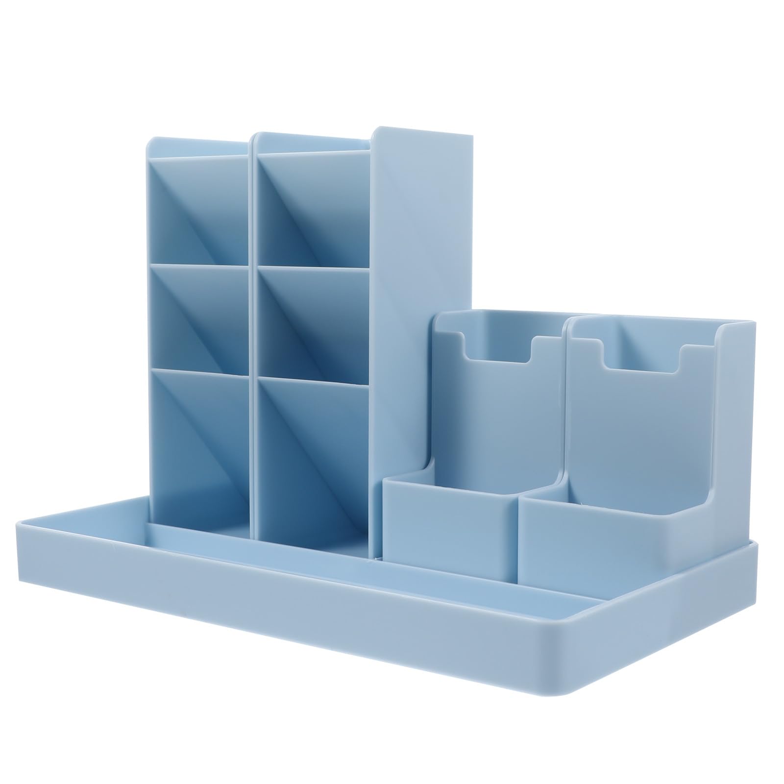 Kichvoe Portalápices Vertical Azul de Abs, Organizador Multifuncional de Escritorio Compartimentos Combinados para Bolígrafos, Tijeras y Accesorios, Caja Porta Lápices para Oficina,