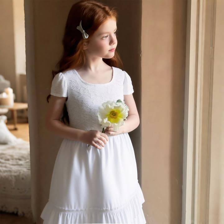Girls Dresses for Teens Flower Girl Dress Ruffle Sleeve Lace Boho Formal Clothes for Wedding Party Graduation 6-13 Years2