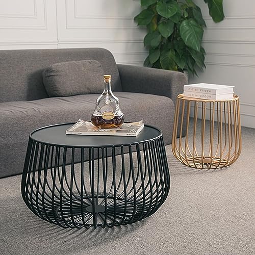 Table basse à nid de chat intégrée JATIBOSH avec étagères et plateau rond de salon - 3
