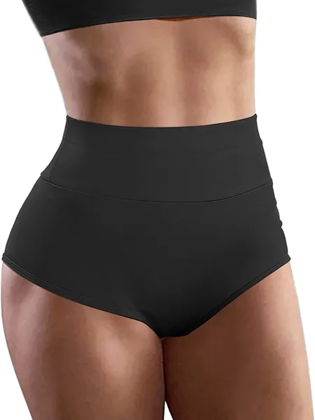 Women's High Waist Yoga Booty Shorts Workout Spandex Dance Hot Pants Butt Lifting Leggings Rave Outfits Black