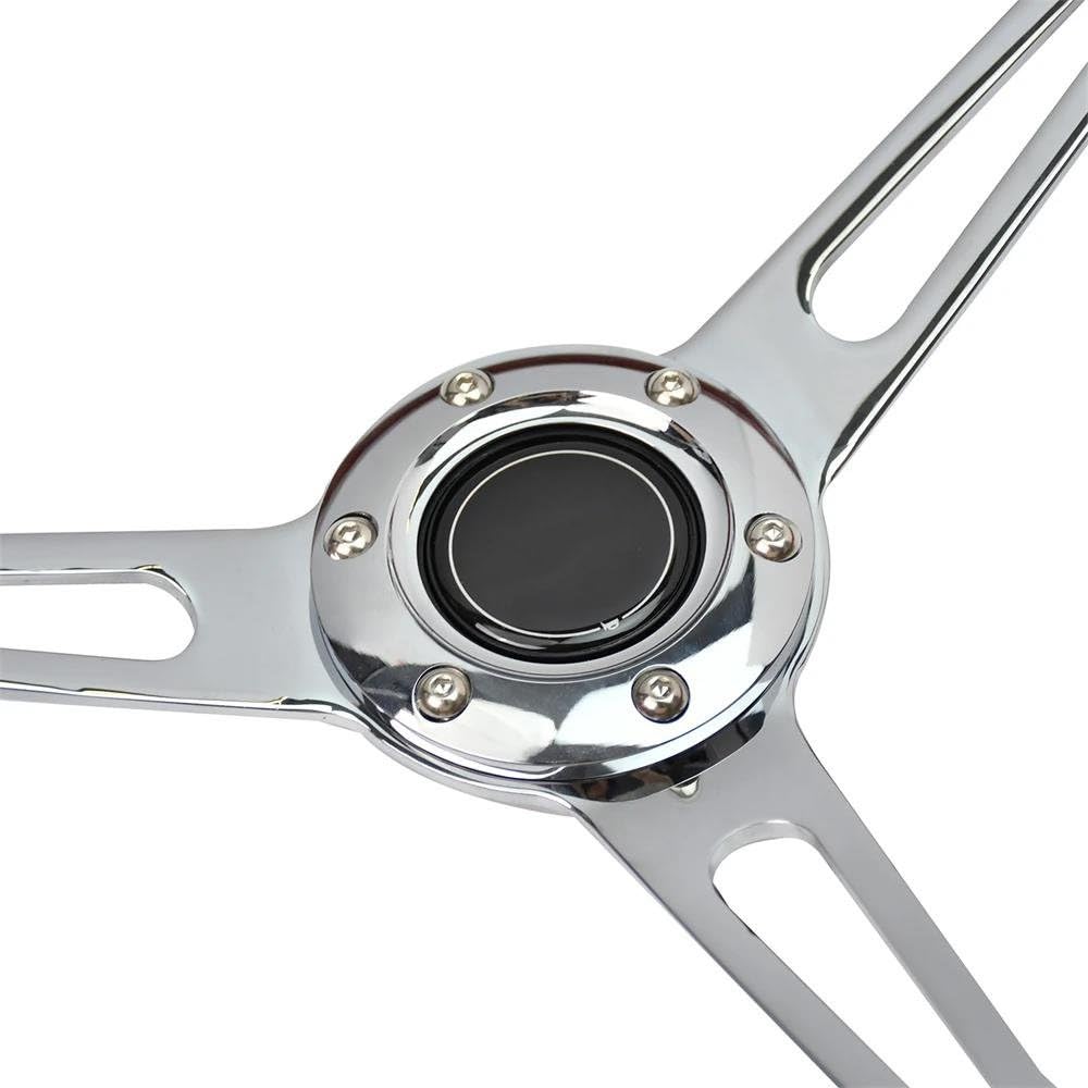 Volante antideslizante Volante Deportivo Universal Clásico 15 Pulgadas 380mm Copia Grano Madera 3 Radios Orificio Largo Con Botón Bocina(GZFXP026-16)
