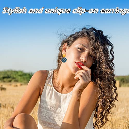 Circle Clip On Dangling Earrings For Women Teen Girls La Luen Non Pierced Acrylic Wave Point Big Earrings Boho Retro Geometric Hypoallergenic Lightweight Dangle Jewelry Gift (Circle-Clip On Earrings) #TOP2
