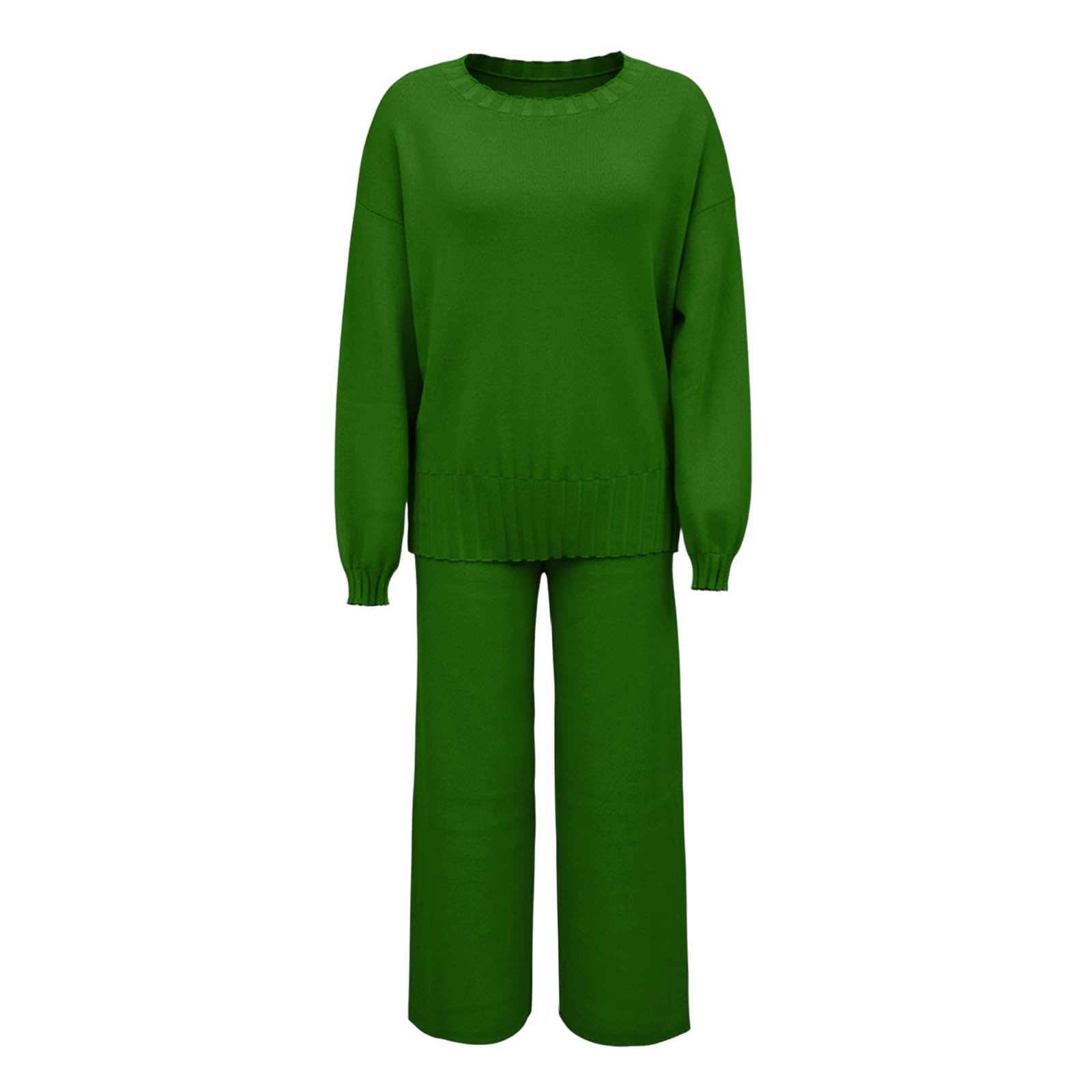 Pantaloni in Maglia Larghi, Casual, da Indossare in Due Pezzi con Maglione e Pantaloni a Gamba Larga