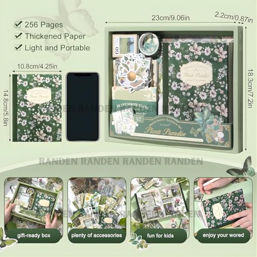 Image of RANDEN Paradise Journaling Kit, 346PCS Vintage Scrapbook & Stationery Set with Aesthetic Stickers, Ephemera Pack and Journal Supplies for Bullet Journals, Planners, Albums & Creative Crafts (PARADISE)