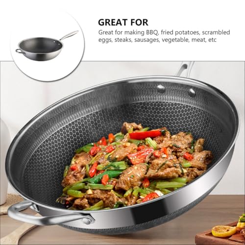 Wok de acero inoxidable con diseño de panal 32 cm miniatura 7