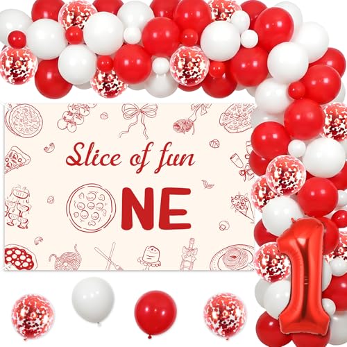 Toile de fond festive 1 an avec ballons rouges pour créer de grands souvenirs
