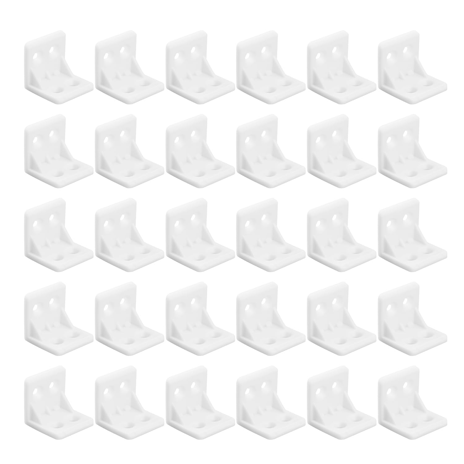 Bojueshaw 30pcs White Plastic Corner Braces90 Degree Angle Board Holder,L-Shaped 4-Hole Right Angle Brackets for Furniture,Shelves & Cabinets