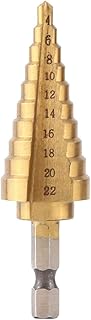 Step Drill Bit, Hexagonal Step Drill Bit, 4-22mm Shank Step Cone Drill Bit, Step Drill with High Speeds Steel for Soft Metal Sheet, Wood, Plastic, Coated Step Drill Bit