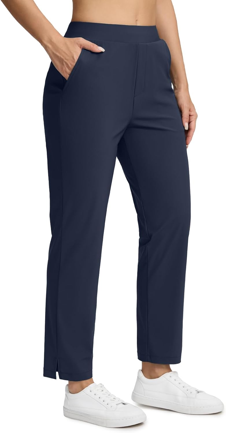 Seamaid Womens Golf Pants Lightweight Casual Travel Pants with Zipper Pockets Stretchy Work Business Black L X-Large Navy