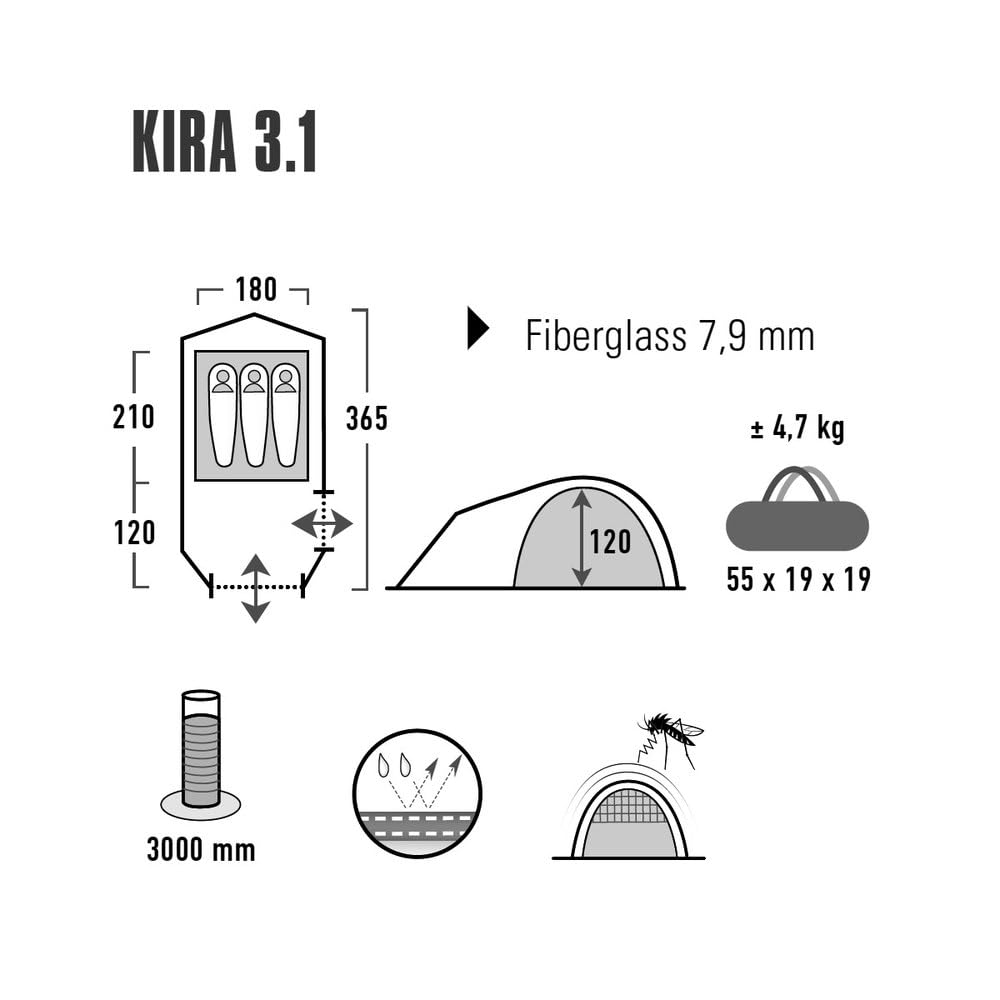 High Peak Kira - Tienda de campaña para 3 4 personas