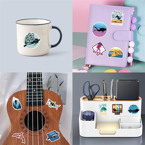 Calcomanías de buceo impermeables pegatinas de vinilo para equipaje de adultos y jóvenes 8