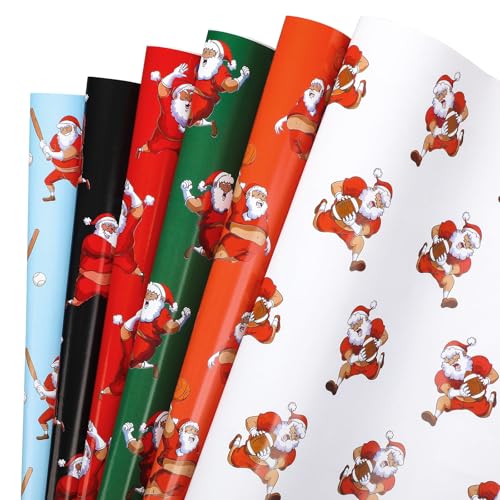 Watersay 12 Pcs Santa Claus Sports Christmas Wrapping Paper