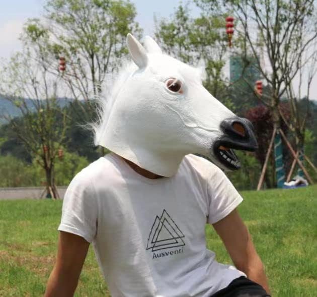 Miniatura 5 de ZDOVLZZPON Elegante máscara de cabeza de látex de caballo blanco para disfraces encantadores y juegos imaginativos. Da rienda suelta a tu semental