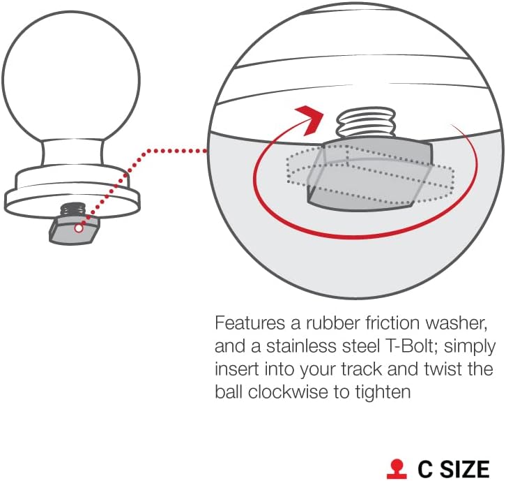 Miniatura 8 de RAM MOUNTS Bola de seguimiento con accesorio de perno en T RAP-354U-TRA1 con bola de tamaño C de 1.5"