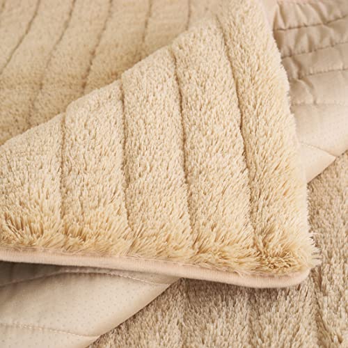 Vctops Soft Warm Faux Fur Sofa Couch Cover, Plush Shaggy Sectional Couch Covers, Non-Slip Sofa Slipcover For Dogs Cats Pet Love Seat Recliner Leather L Shaped, Armrest Backrest Cover(Camel,36"X70") #TOP6