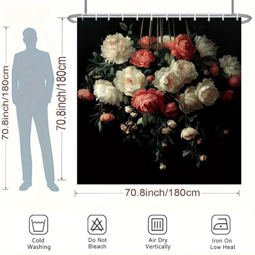 Rideau de douche noir lavable en machine anti-éclaboussures 120x150 - 6