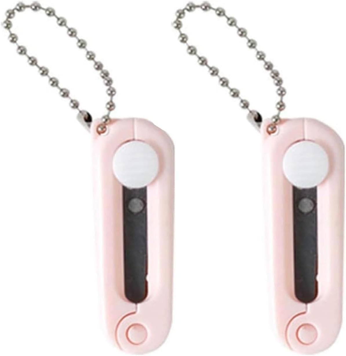 Yjemle Pink 2Pcs Folding Scissors Safe Portable Travel Scissors Foldable Telescopic Cutter Pocket Mini Scissor With Keychain For Cutting, Scrapbooking, Cutting Tools, Crafting, Sewing Office Cutting Tools