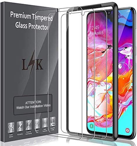LK [3 Pack] Screen Protector for Samsung Galaxy A70 Tempered Glass (Easy Installation Tray) HD Clear Case Friendly Bubble Free