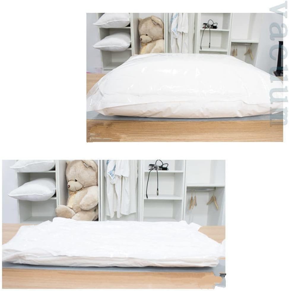 Thickened Vacuum Bag Clothing Storage Bag with Valve White Border Folding Compression Storage Bag Travel Seal Bag(Manual air pump,60x80cm*5pcs)