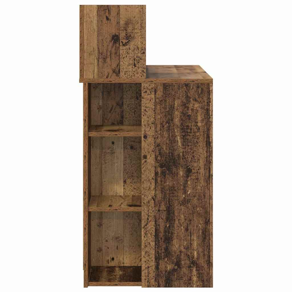 Scrivania con mensola in legno anticato, 90 x 48 x 101,5 cm, scrivania da ufficio per home office e studio, segretario con vano portaoggetti, moderna postazione di lavoro per casa e ufficio