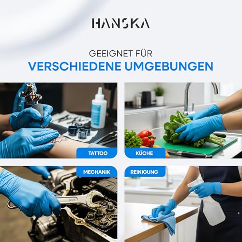 HANSKA 100 Blau Nitril-Einweghandschuhe – puderfrei – Einweg – beidhändig tragbar – unsteril – Gummibasis… – Ansicht 4