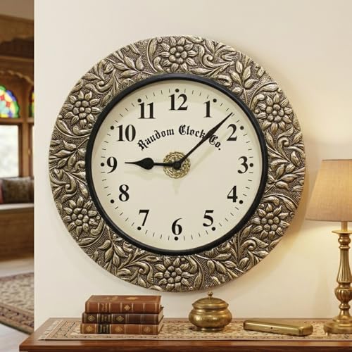 Image of RANDOM Brass Decorative Sweep Silent Wall Clock, Antique Gold
