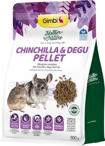 Gimbi Mother Nature Chinchilla & Degu Pellet Alimento Completo In Pellet Per Chinchilla Degu Senza Conservanti E Coloranti 500 G