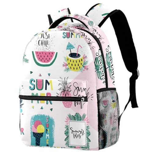 Sac à dos d'école pour ados avec motif d'été tropical contre le stress
