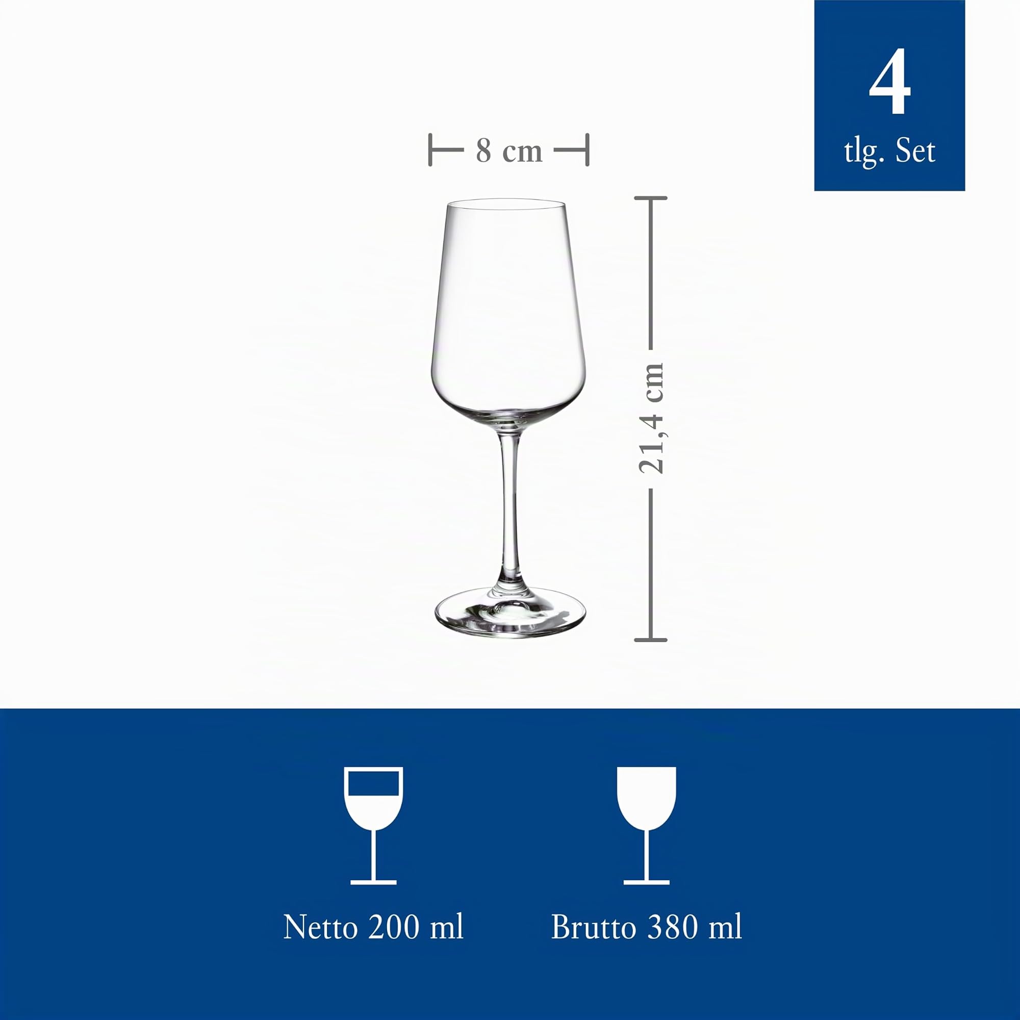 Villeroy & Boch - Ovid Weißweinglas-Set 4 teilig 380 ml, Spülmaschinenfest, Gläser, Weißweingläser, Weinglas Set, Weingläser Weißwein, Schöne Weingläser, Weinglas Kristall, Kristallglas