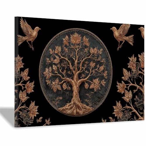 Arbre de vie impression sur toile murale 70x100cm grand poster nature encadré