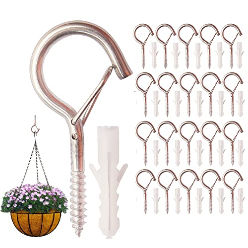 WUBAYI Lot de 20 Crochets à Vis pour Guirlandes Lumineuses Extérieur - Avec Boucle Coupe-Vent - Pour Plantes, Décoration Noël, Mangeoires - Jardin, Bois,...