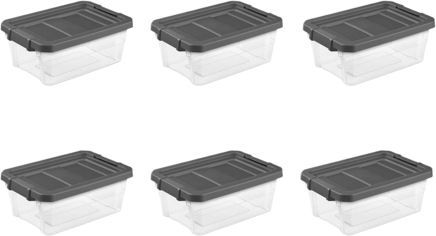6-Piece 16-Quart Clear Stackable Storage Bins With Latch Lids And Non-Slip Grip, Organizers For Garage, Basement, Attic And Workshop