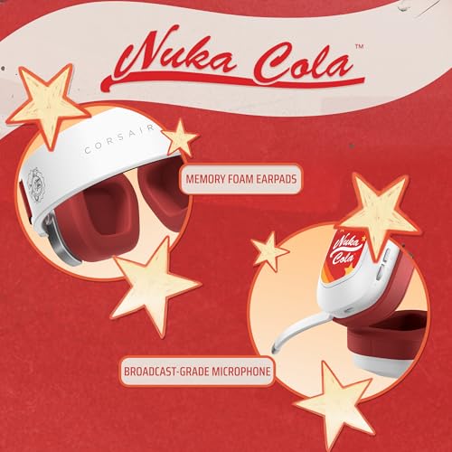 Image of Corsair HS80 RGB Wireless Fallout Nuka-Cola Edition Multiplatform Gaming Headset - Dolby Atmos, Lightweight, Broadcast Quality Microphone - PC, Mac, PS5, PS4