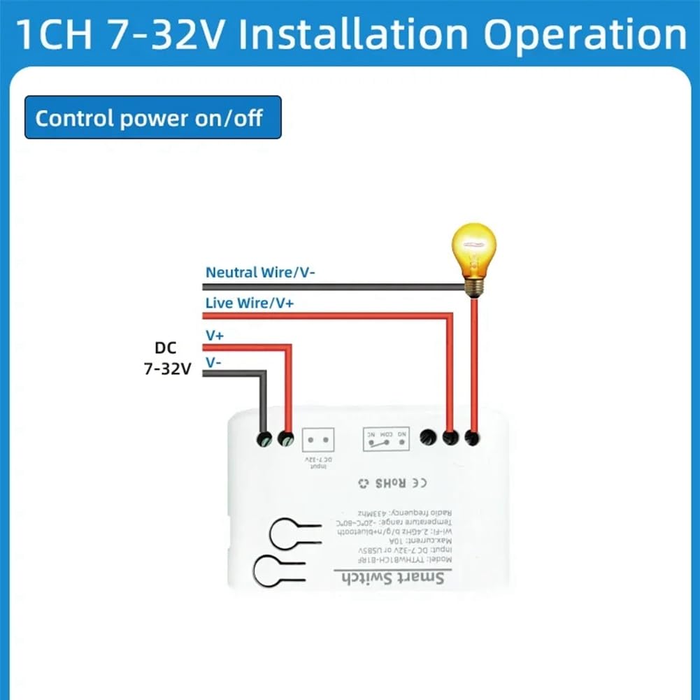 Tuya Smart Life WiFi-Schalterrelais Temperatur-Monitor Thermostatsensor Passives Trockenkontaktrelais DC 7-32 V