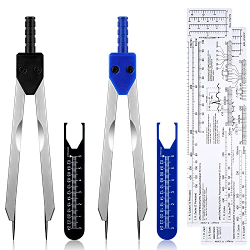2 Sets EKG Calipers and EKG Ruler Combination Set ECG Calipers Drafting Electrocardiogram Divider ECG Calipers Measuring Tool for Nursing (Black and Blue)