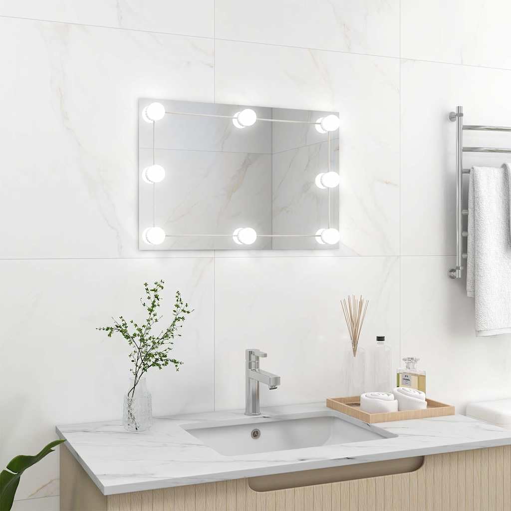 Miroir LED maquillage 60x40 cm rectangulaire à réflexion précise